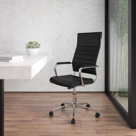 Flash Furniture Office Chair, Padded Arms, Black BT-20595H-1-BK-GG